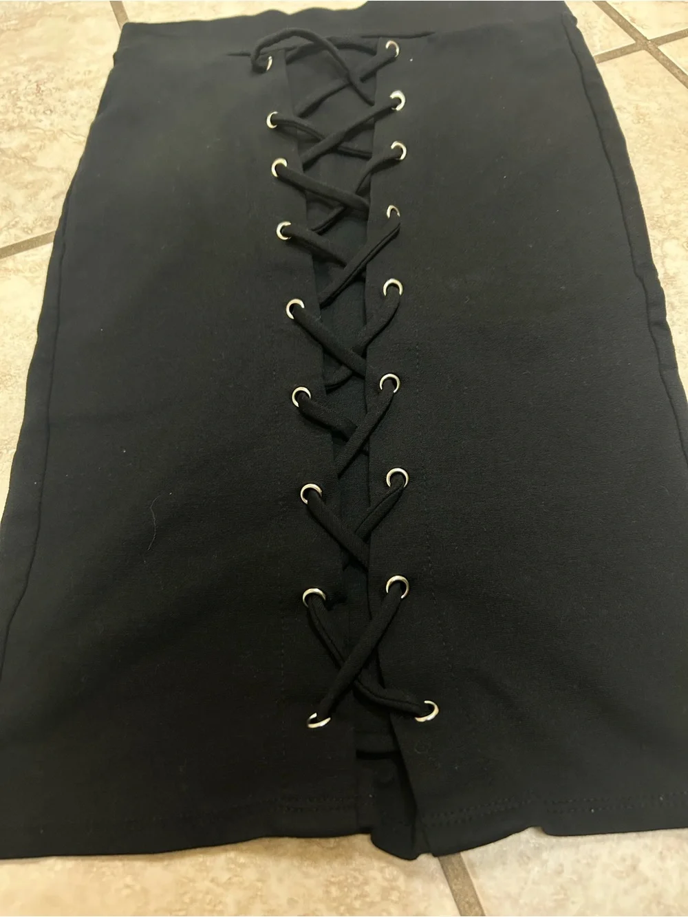Windsor Black Lace-Up Front Pencil Skirt